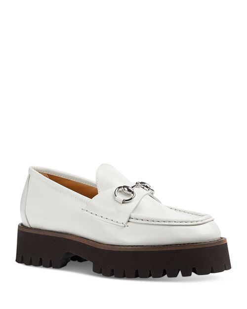 

Женские лоферы с выступами на подошве Horsebit Gucci, цвет White