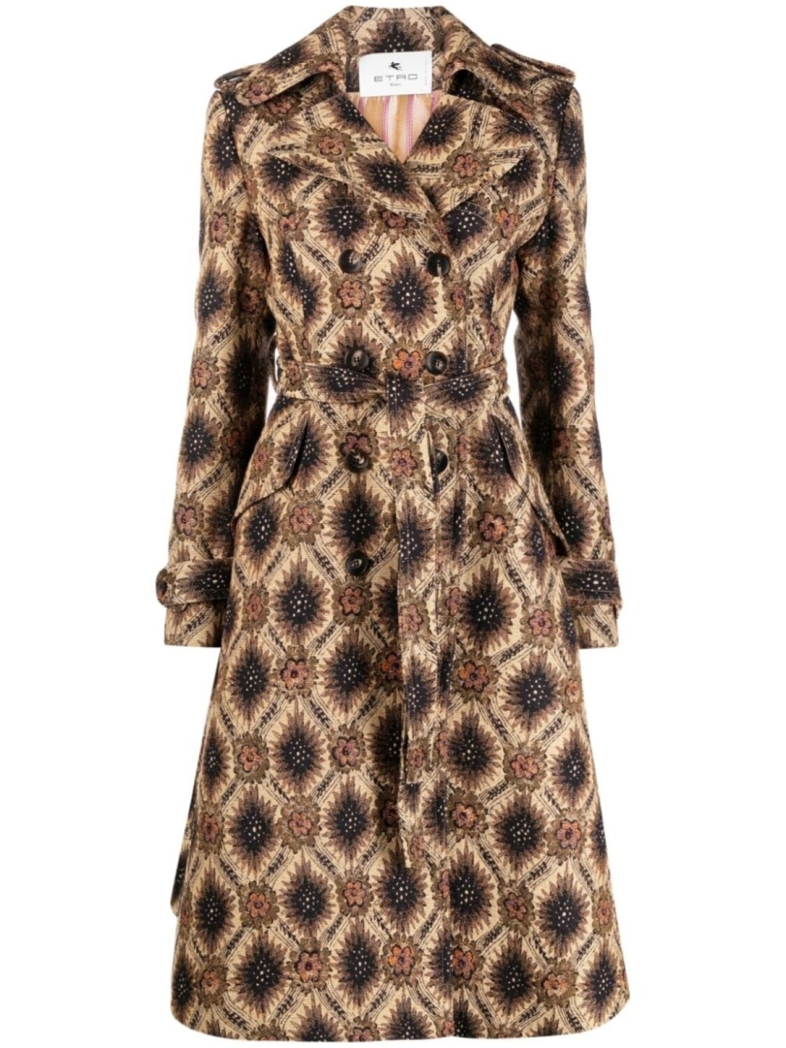 

ETRO двубортное пальто с жаккардовым узором, нейтральный цвет