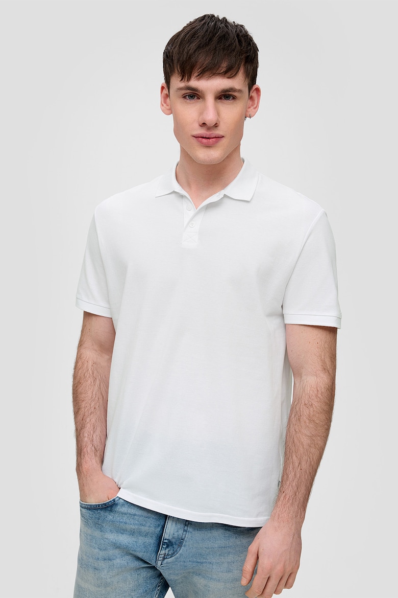 S Oliver, Хлопковая футболка с воротником и эффектом пике Q/S By S Oliver, белый