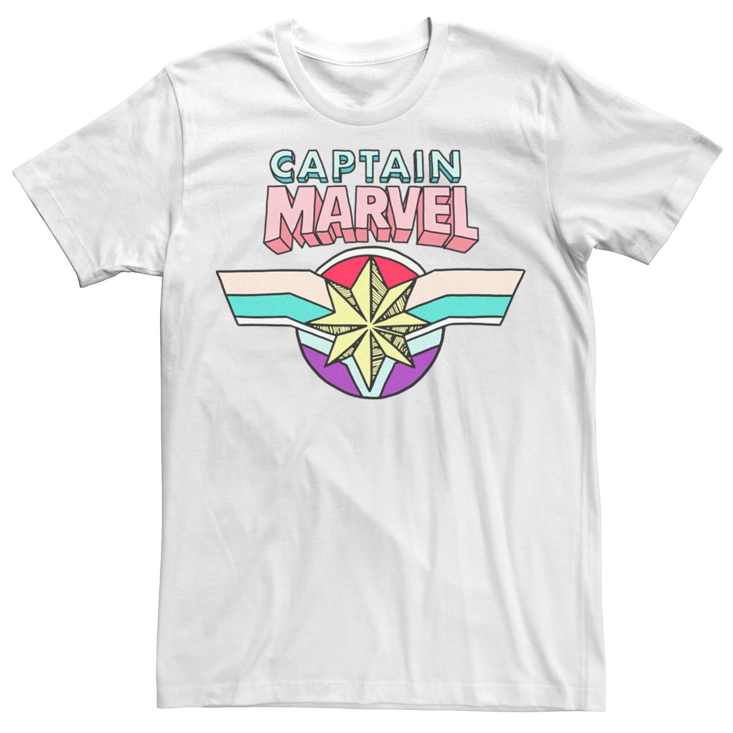 Мужская футболка с логотипом в мультяшном стиле Captain Marvel
