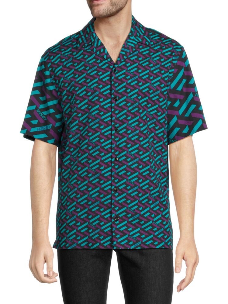 

Рубашка Americana Fit La Greca Camp Versace, цвет Teal Plum