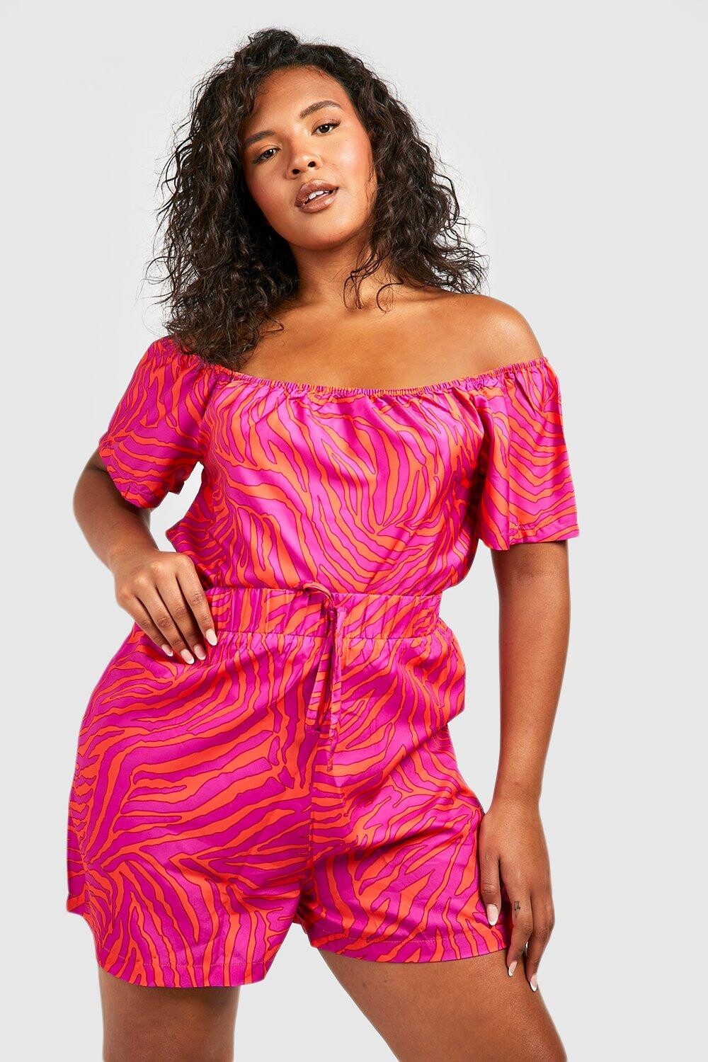 

Шорты plus с принтом зебра на кулиске Boohoo, розовый