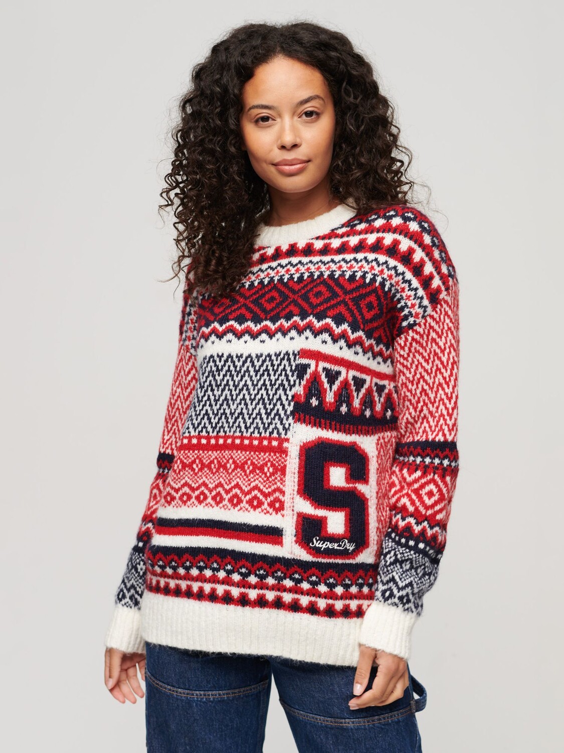 

Джемпер оверсайз со смешанным узором Superdry, мульти