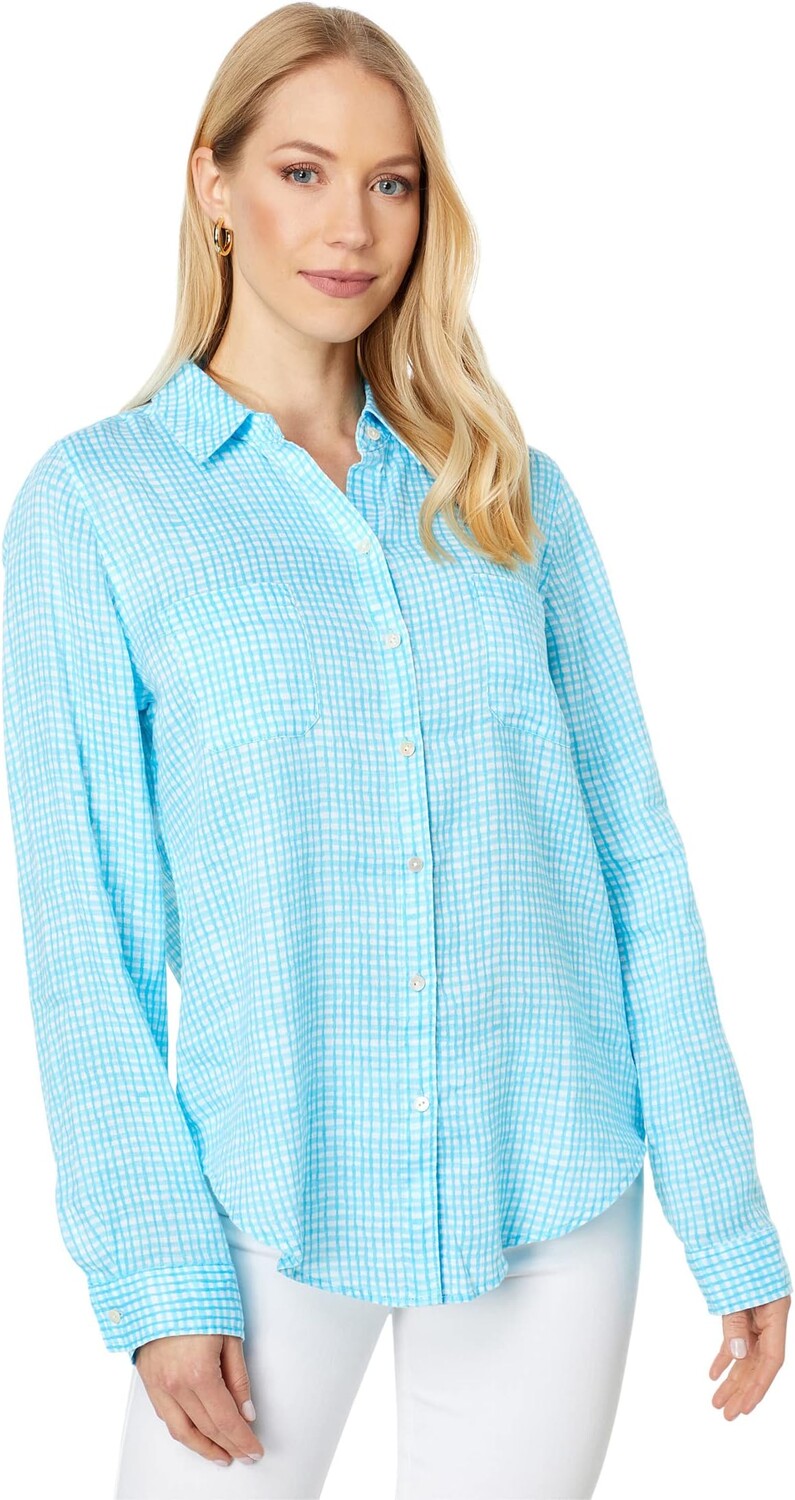 

Рубашка Sea View Button Down Lilly Pulitzer, цвет Seabreeze Blue Along The Same Line
