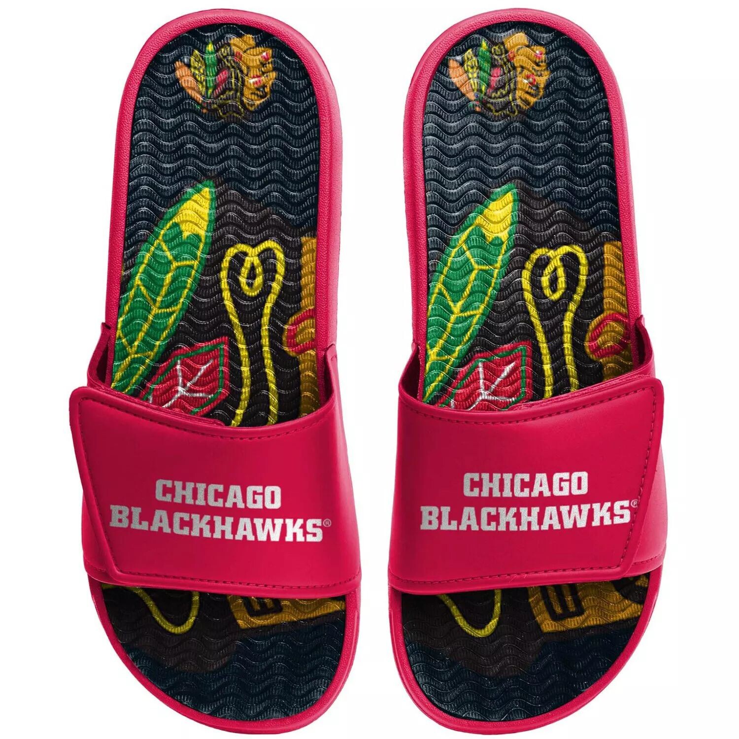 

Мужские гелевые шлепанцы FOCO Chicago Blackhawks Wordmark