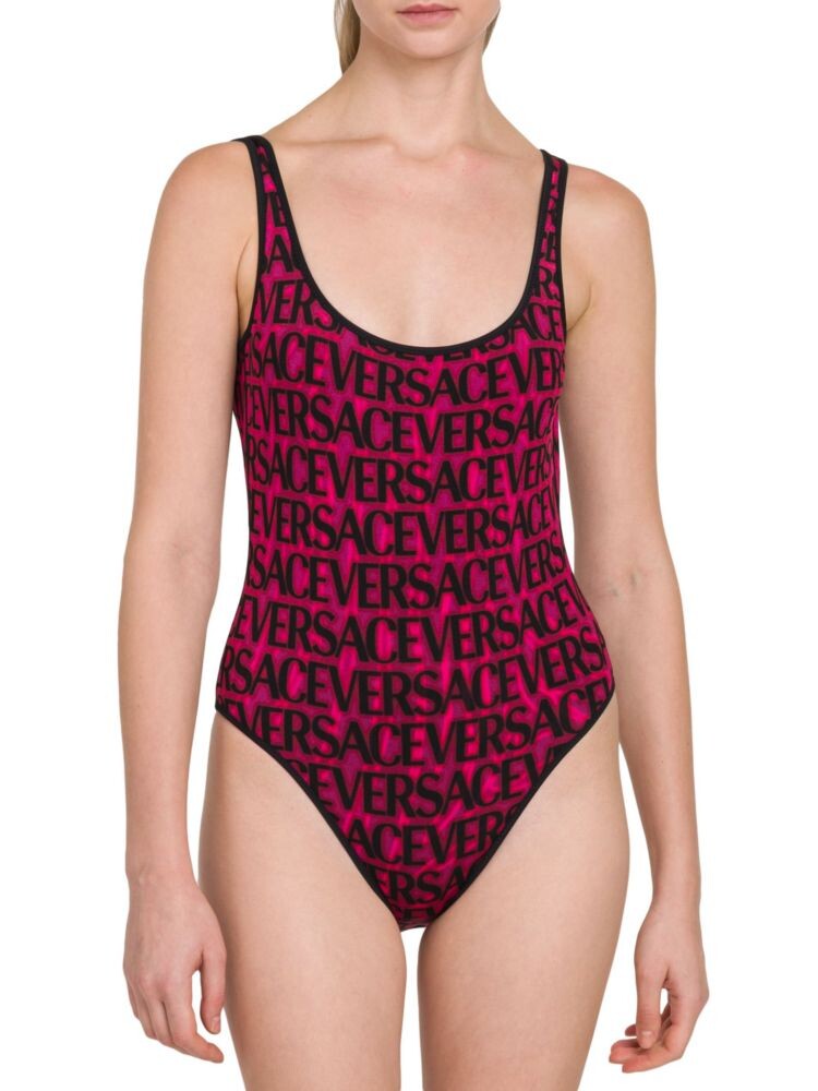 

Сплошной купальник с логотипом Versace, цвет Black Pink