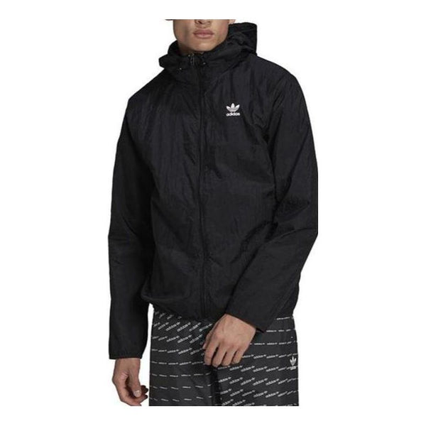 Куртка Men's adidas originals Solid Color Logo Hooded Zipper Cardigan Elastic Sports Jacket Black, черный