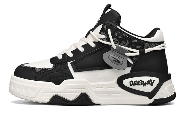 

Кроссовки DEERWAY Skateboarding Shoes Men High-top Black/White, черный