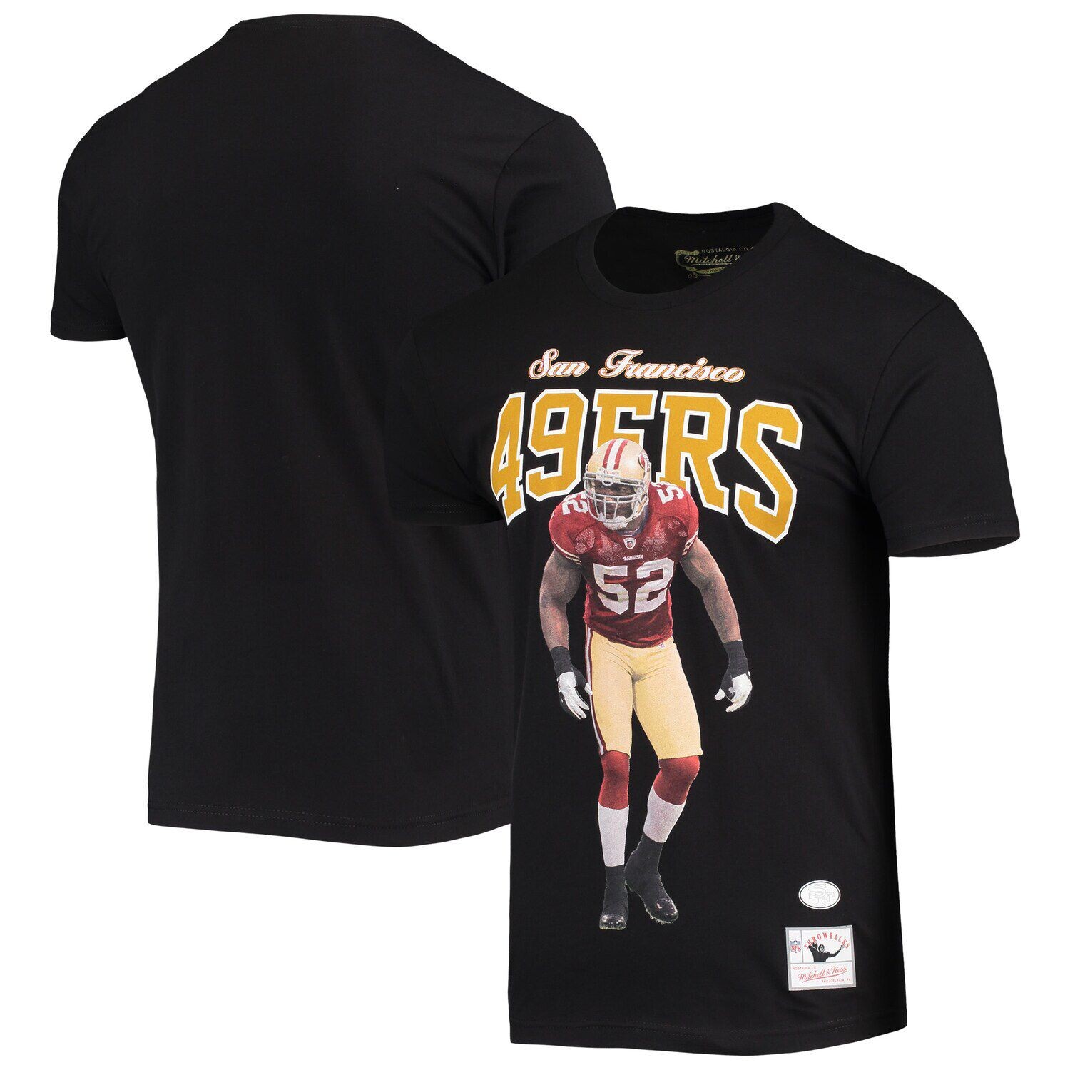 

Мужская черная футболка Mitchell & Ness Патрик Уиллис Сан-Франциско 49ers с графикой, посвященная 75-летию игрока, Черный