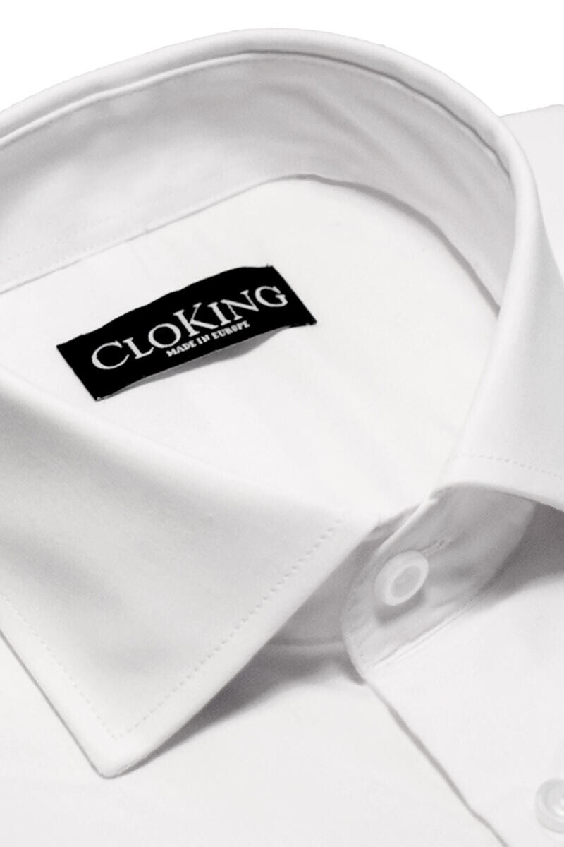 

Простая рубашка с английским воротником с двойными манжетами Cloking, белый