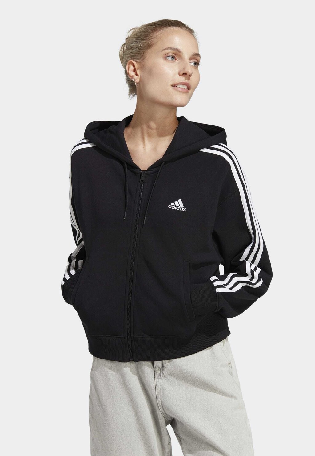 

Толстовка на молнии Adidas, черно-белый, Черный