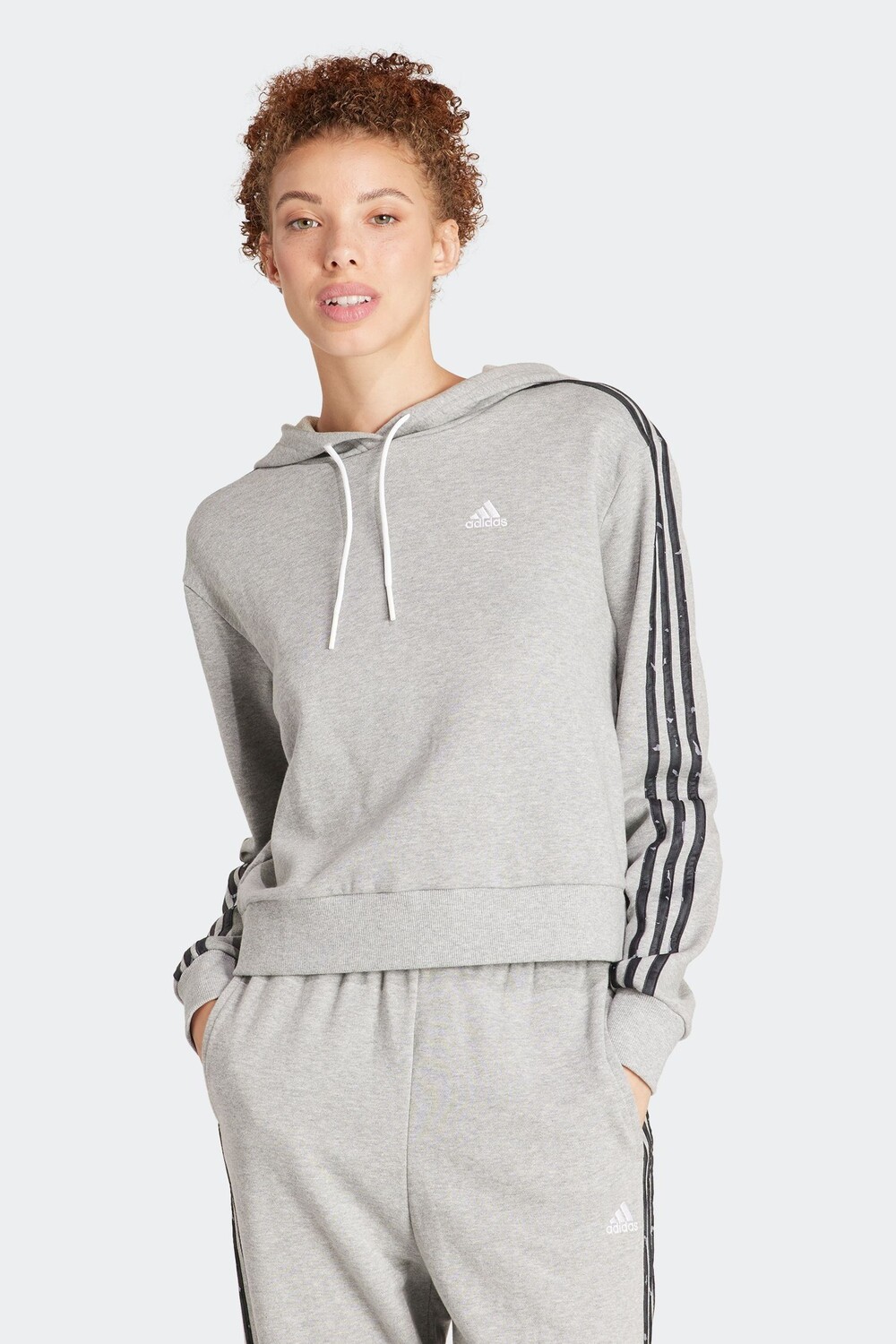 

Толстовка Sportswear Essentials 3 свободного кроя с животным принтом и полосками Adidas, серый