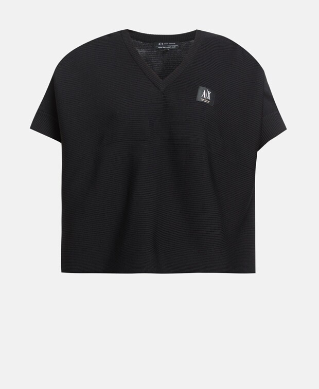 

Пуловер с короткими рукавами Armani Exchange, черный