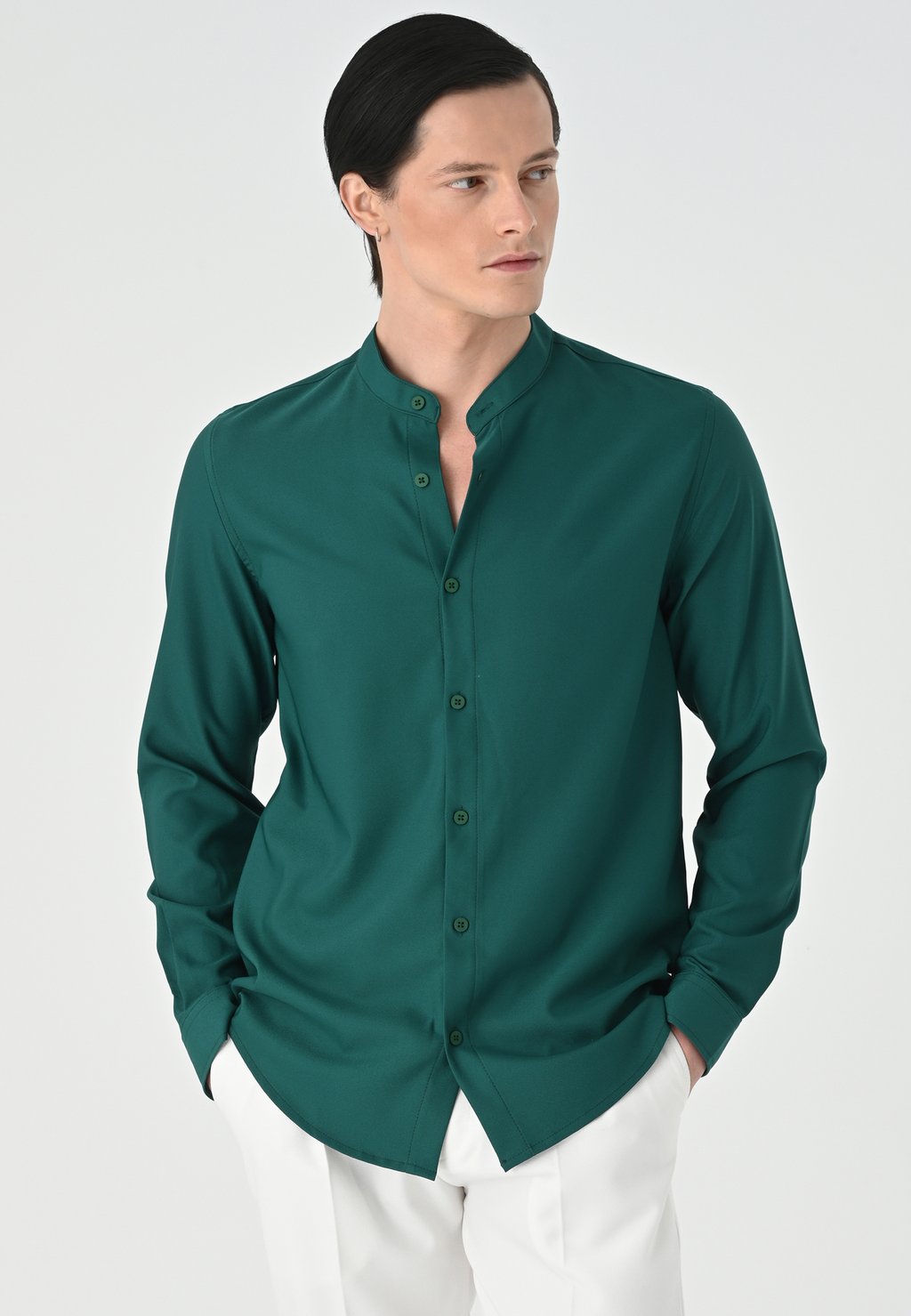 Рубашка Mandarin Collar Long Sleeve Antioch, зеленый