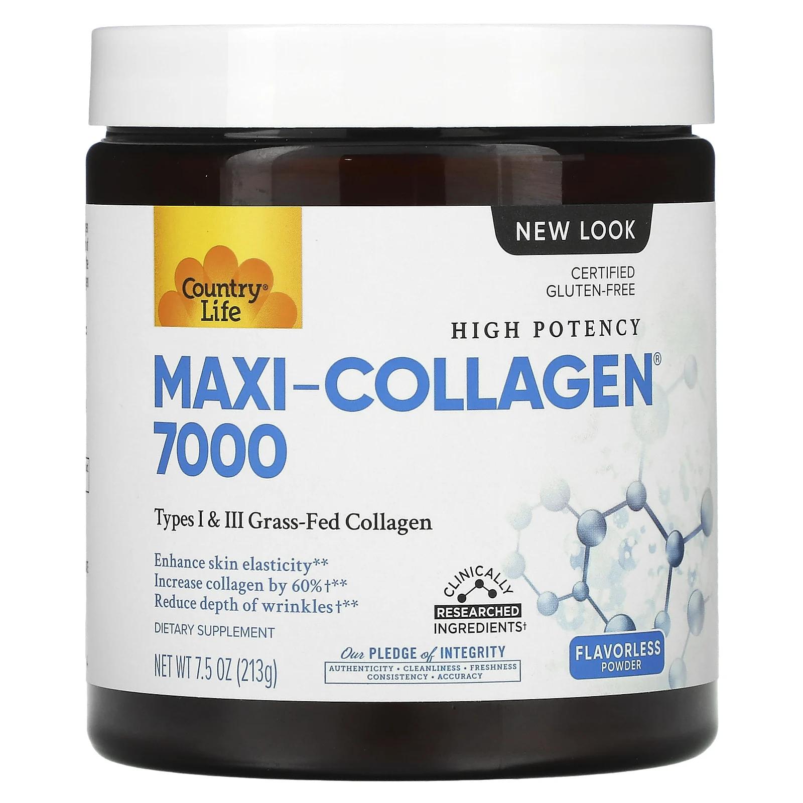 Country Life Maxi-Collagen витамины C и A плюс биотин высокоэффективный порошок без запаха 7.5 унций (213 г)