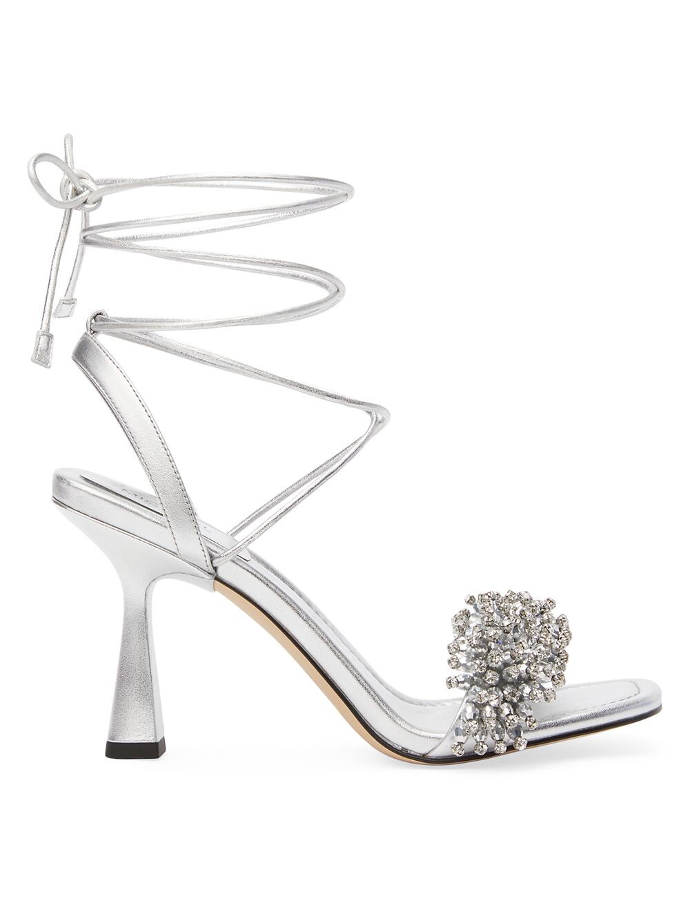 

Сандалии Lucia 90MM из металлизированной кожи с завязками MICHAEL Michael Kors, серебряный