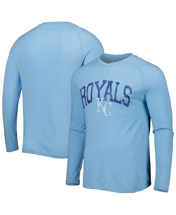 

Мужская голубая футболка на пуговицах с длинным рукавом Kansas City Royals Inertia Raglan Concepts Sport, синий