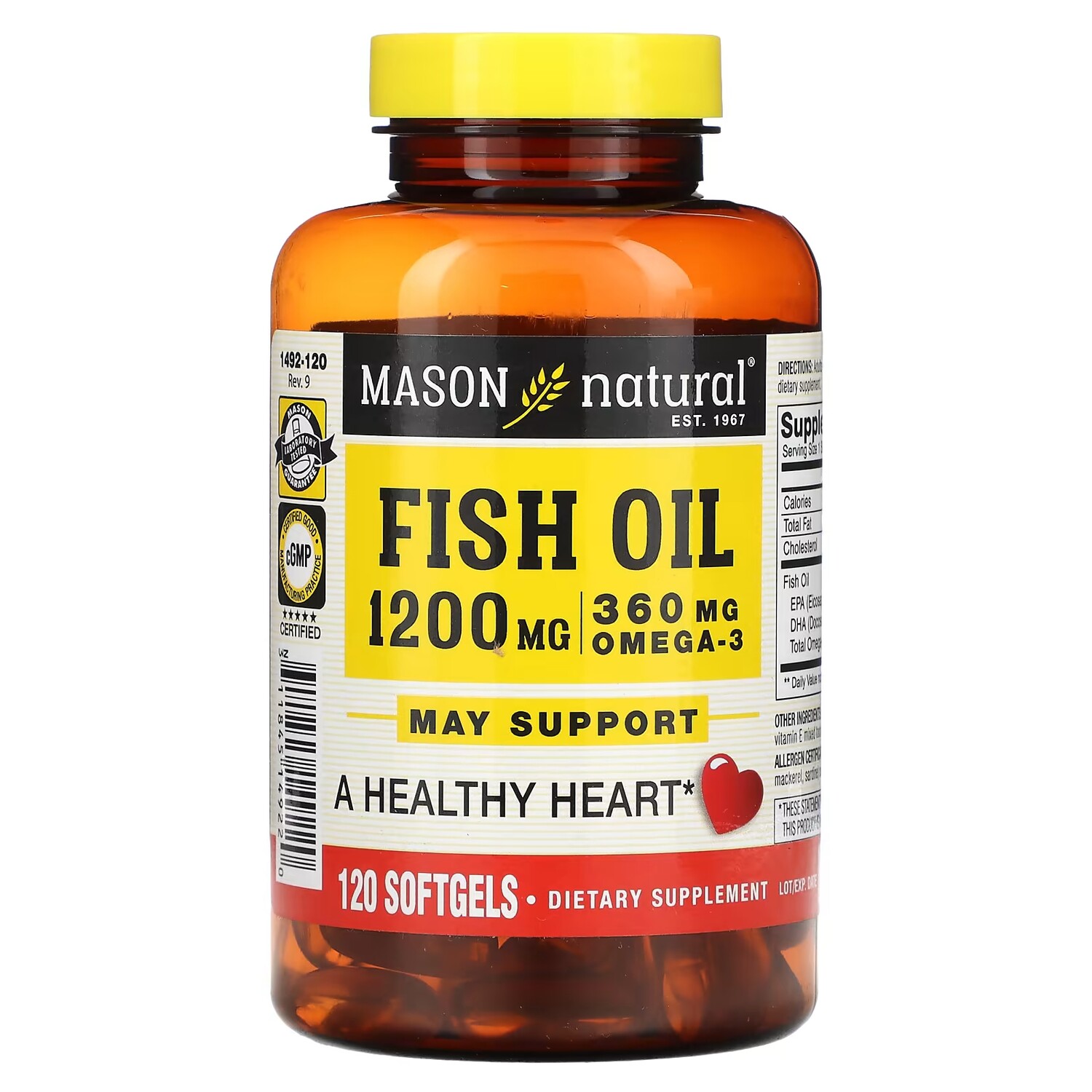 

Рыбий жир Mason Natural, 1200 мг, 120 мягких таблеток