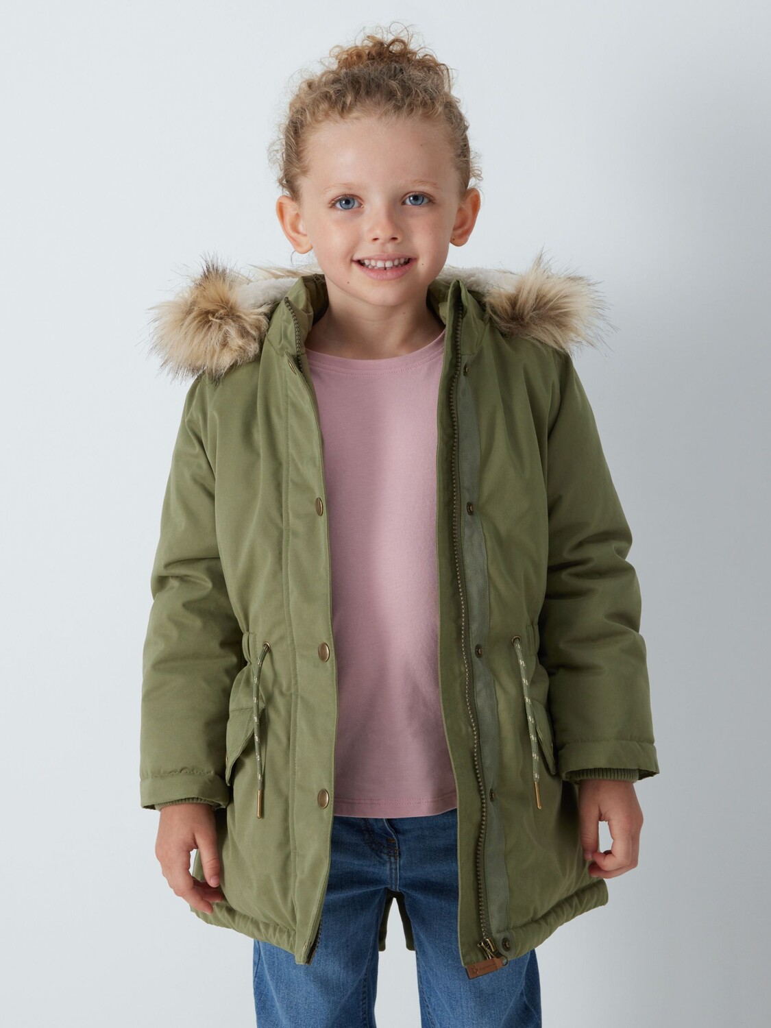 

Однотонная парка Faur с меховым капюшоном John Lewis, хаки