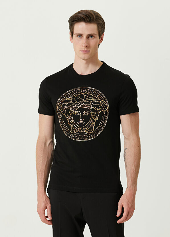 

Футболка с вышитым логотипом black stone Versace