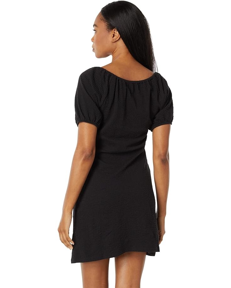 

Платье Madewell Seersucker Knit Puff-Sleeve Mini Dress, реальный черный
