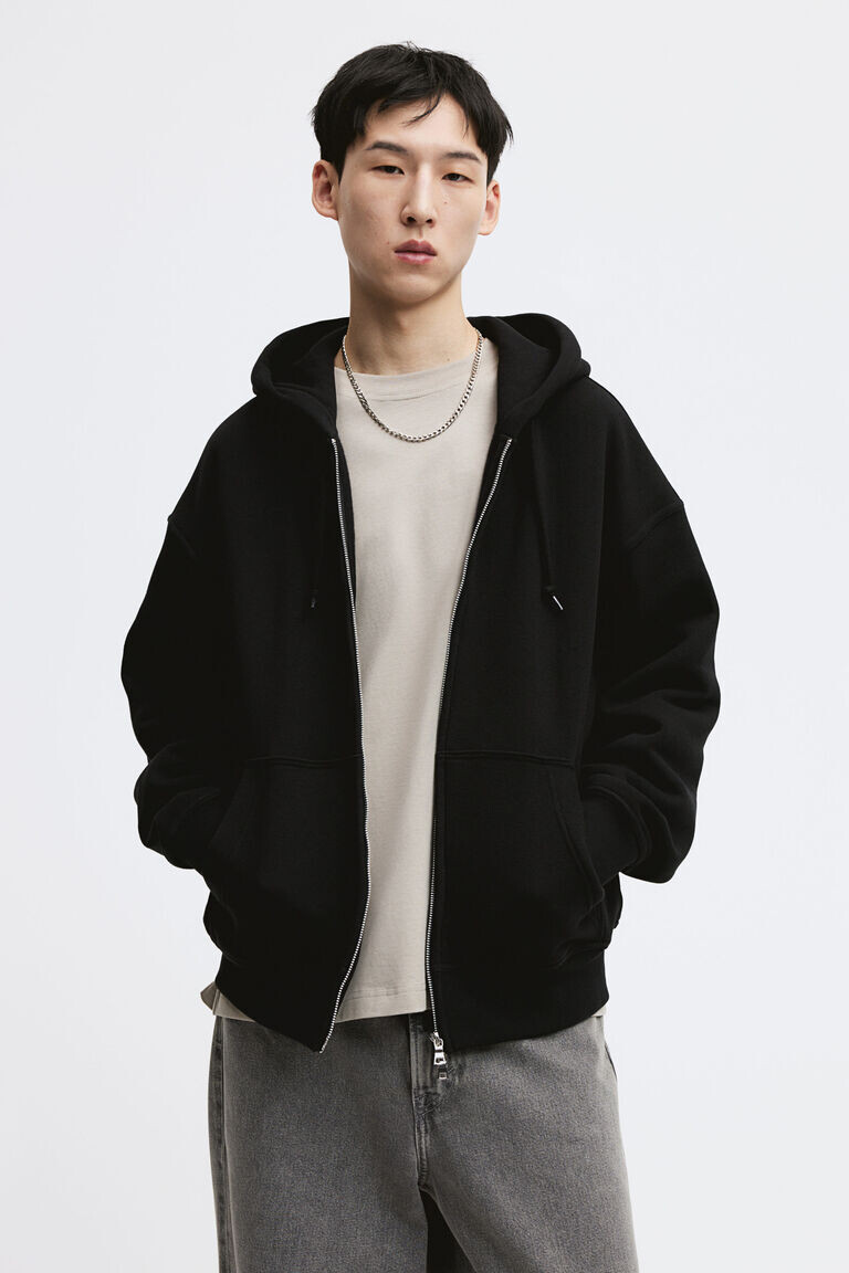 

Толстовка oversized fit на молнии H&M, черный