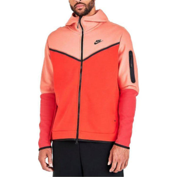 Толстовка Nike Sportswear Tech Fleece Full-Zip Hoodie 'Madder Root Habanero Red', цвет madder root/habanero red/red clay/black