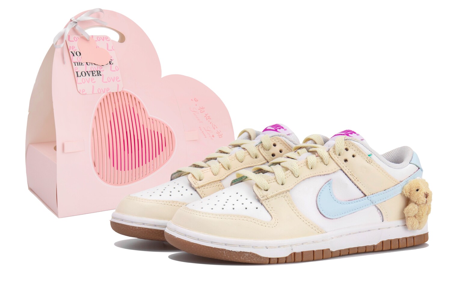 

Кроссовки Nike Dunk Skateboarding Shoes Women's Low-top Beige/Blue, бежевый/синий