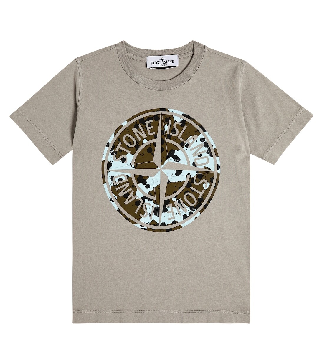 

Хлопковая футболка с логотипом Stone Island Junior, серый