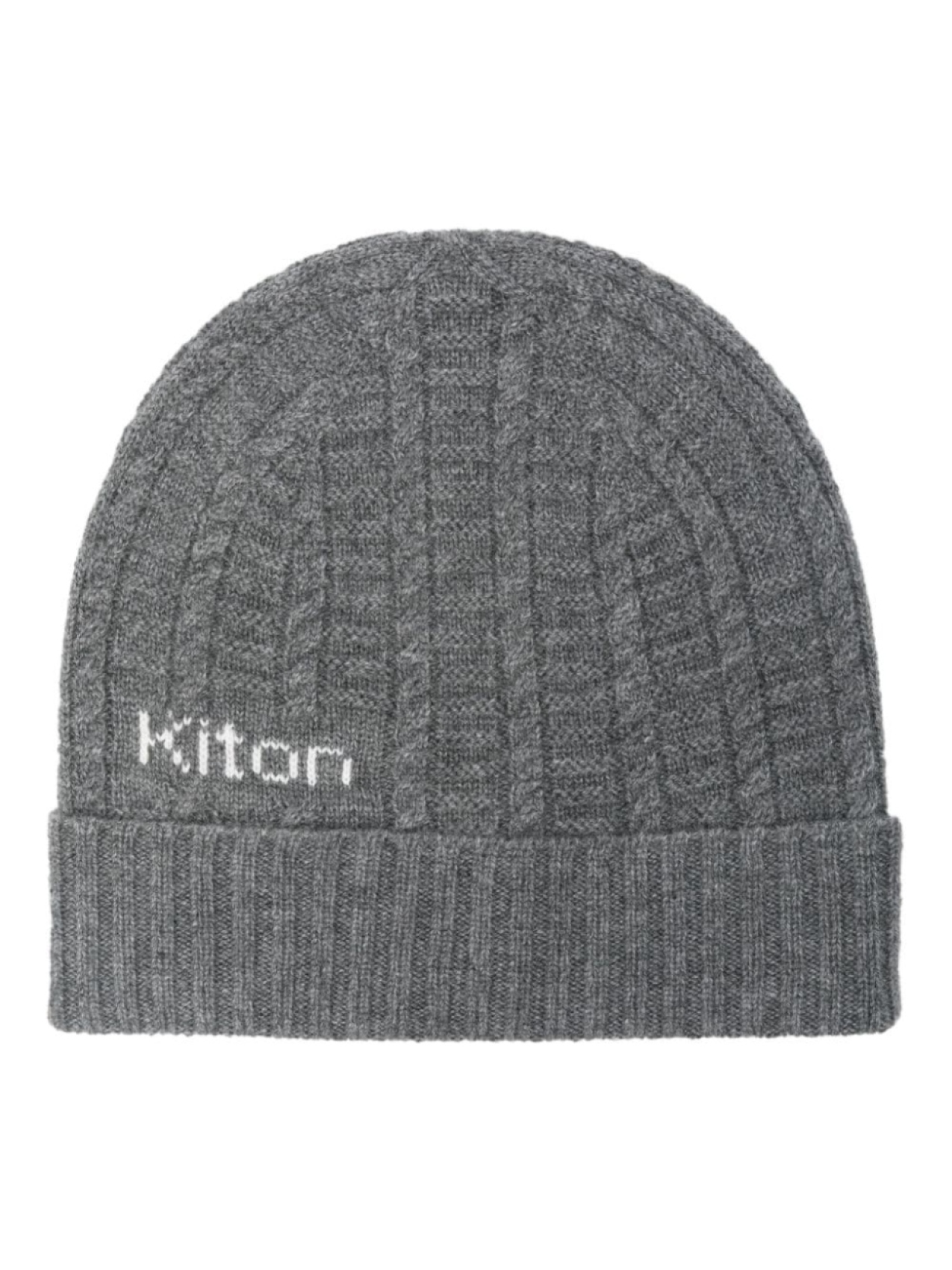 

Kiton шапка-бини из кашемира с логотипом-интарсией, серый