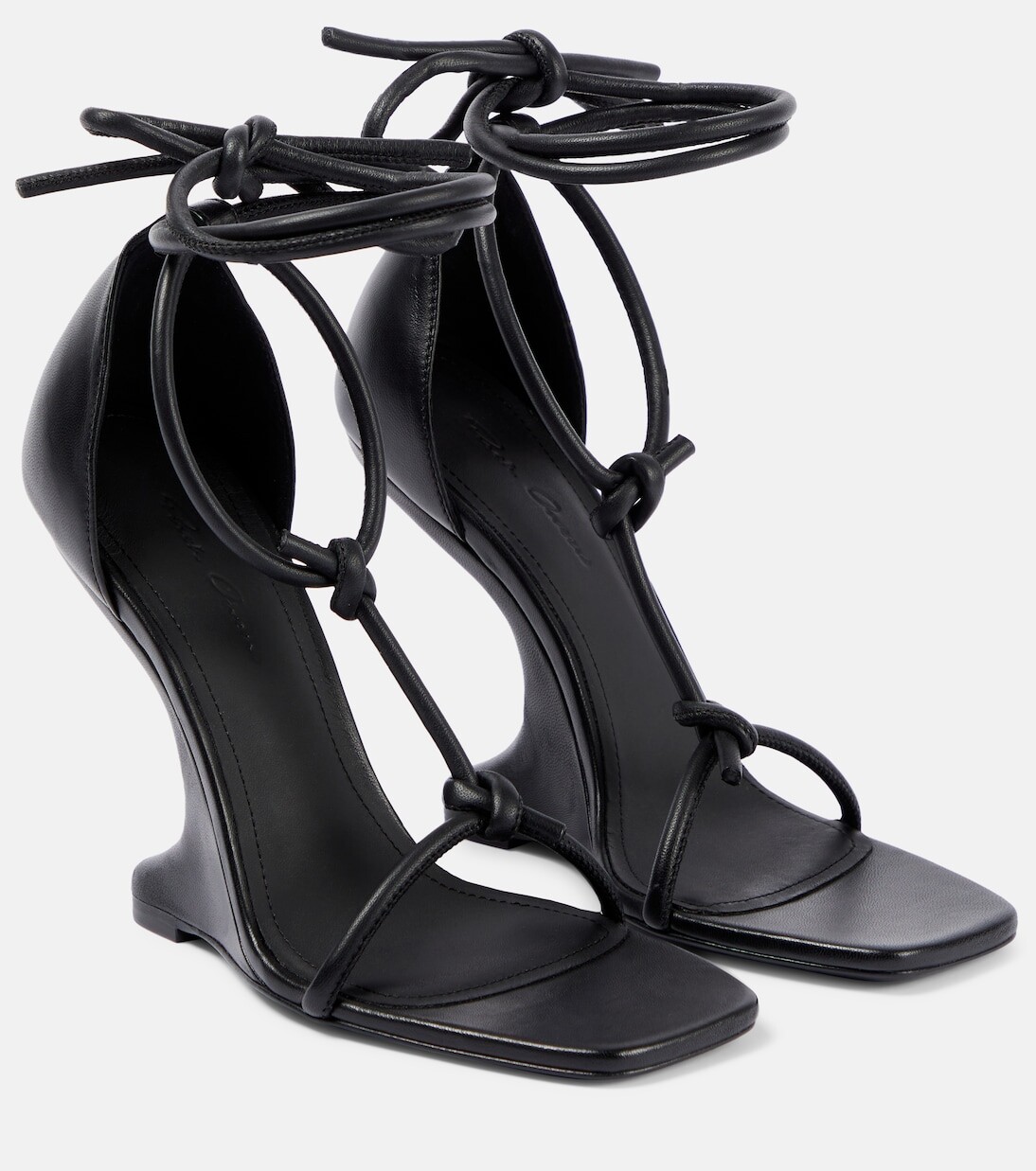 

Кожаные босоножки на танкетке с консолью Rick Owens, черный