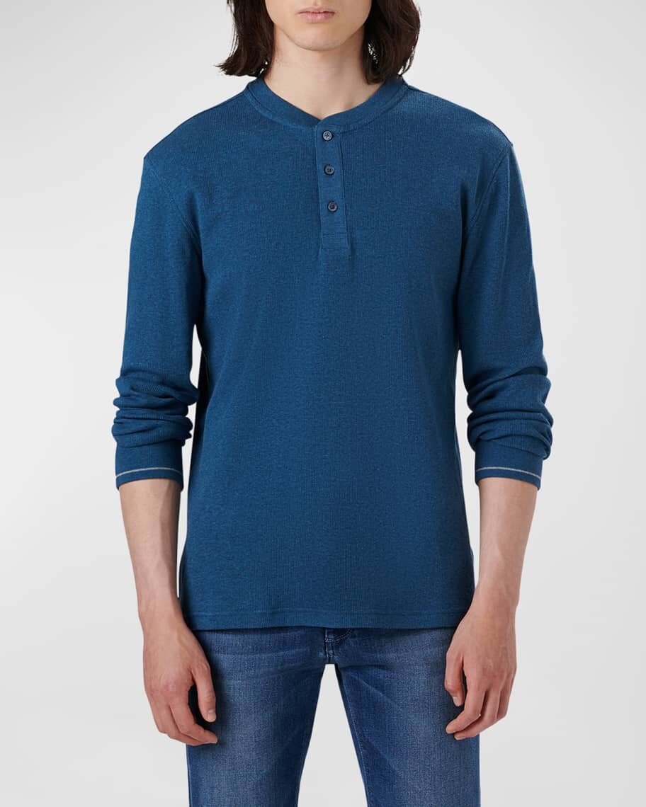 

Мужская хлопковая футболка Henley Bugatchi, Синий
