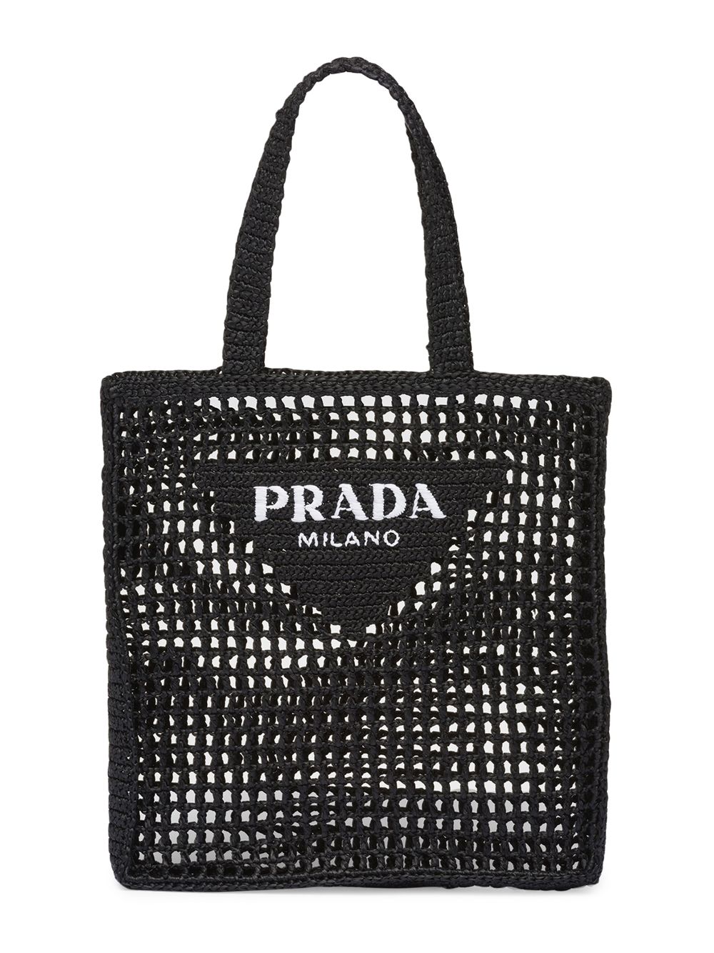 цена Большая сумка из рафии с логотипом Prada, черный