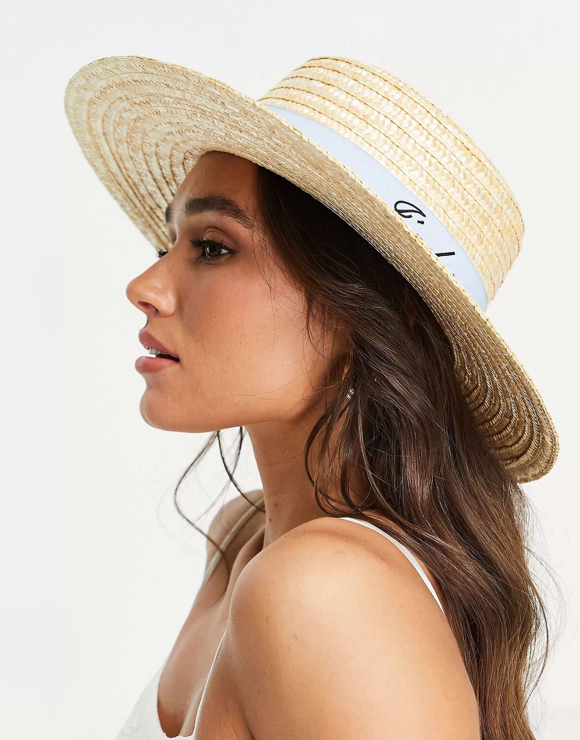 

Шляпа-каноте из натуральной соломы ASOS с вышивкой j'adore и регулятором размера
