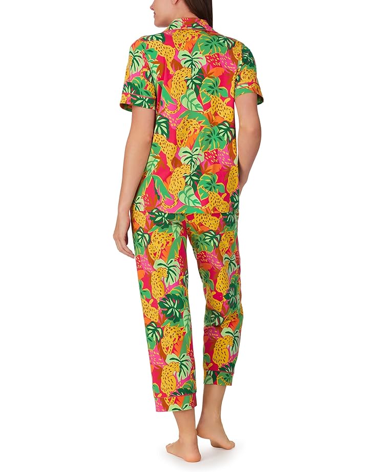 Пижамный комплект Bedhead PJs Organic Cotton Short Sleeve Cropped PJ Set, цвет Lazy Leopard