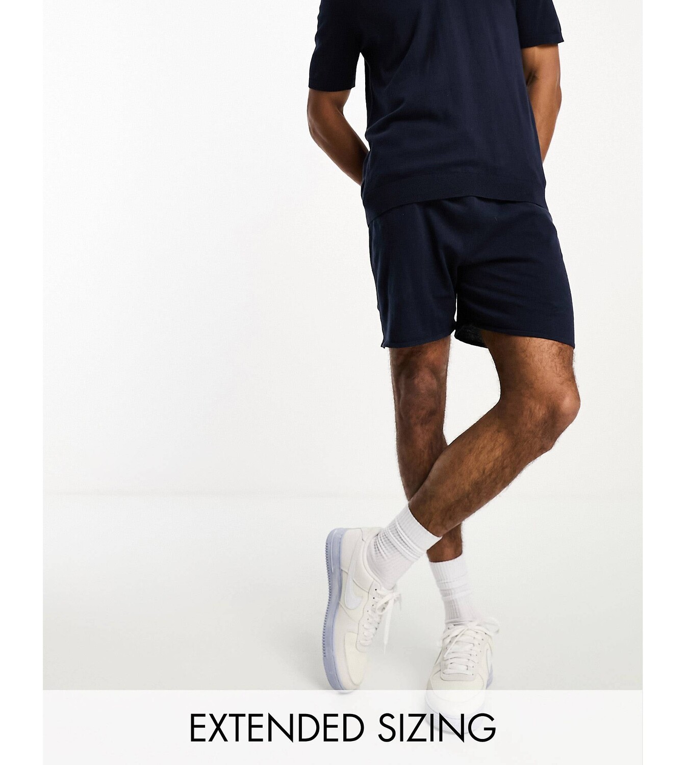 

Темно-синие легкие трикотажные хлопковые шорты ASOS DESIGN co-ord