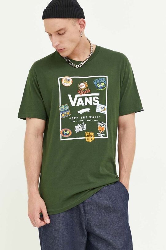 

Хлопковая футболка Vans, зеленый