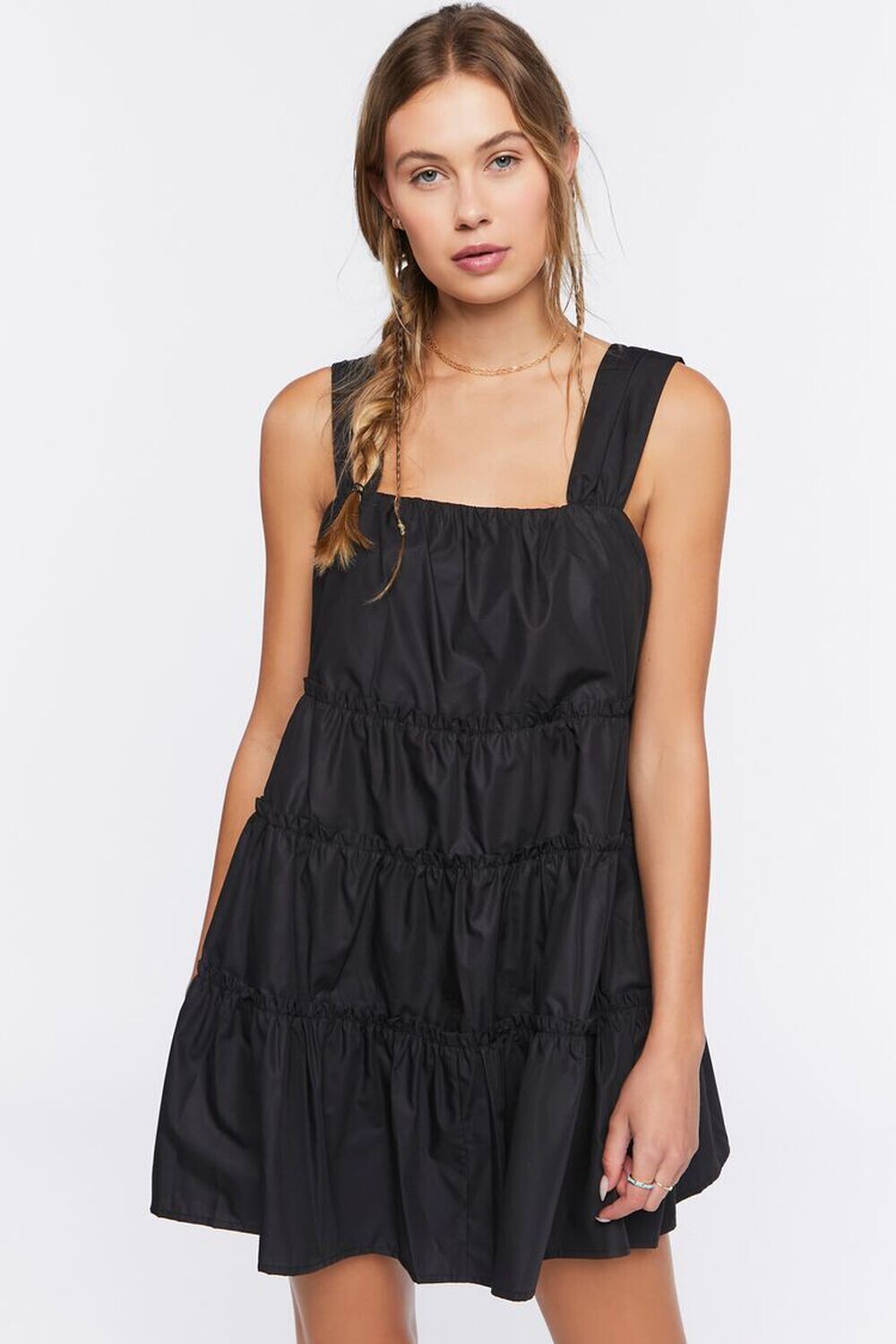 

Многоярусное мини-платье с рюшами Forever 21, черный