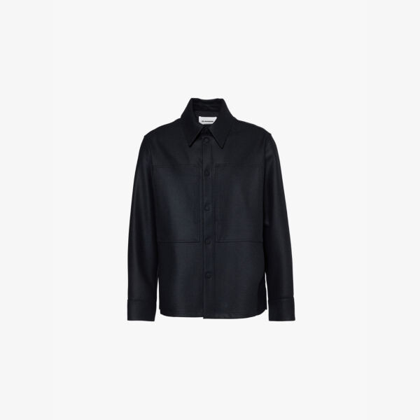 

Рубашка из фетровой шерсти с длинными рукавами спереди Jil Sander, черный