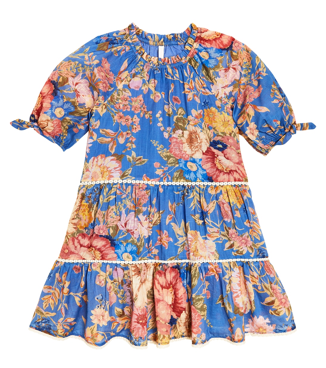 Хлопковое платье august с цветочным принтом Zimmermann Kids, мультиколор