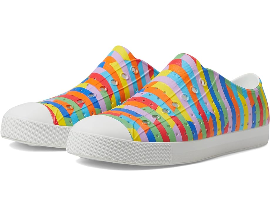 Кроссовки Native Shoes Jefferson Sugarlite Print, цвет Shell White/Shell White/Rainbow Multi Stripe 2