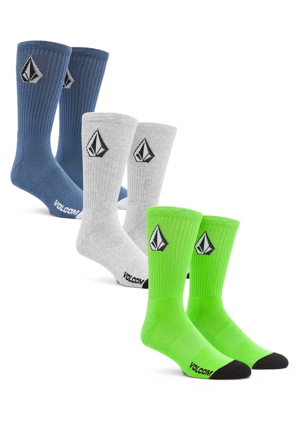 

Носки 3 PACK Volcom, цвет stone blue