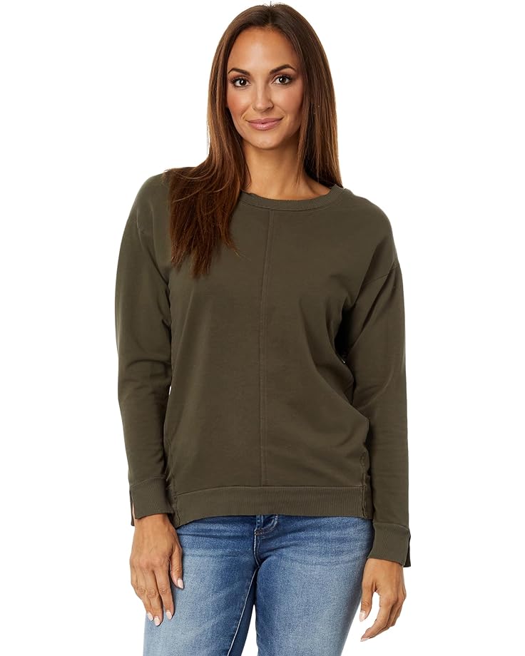 толстовка mod o doc lightweight french terry long sleeve puff sleeve v neck sweatshirt черный Толстовка Mod-o-doc Lightweight French Terry Long Sleeve Crew Neck, цвет Olive Thistle