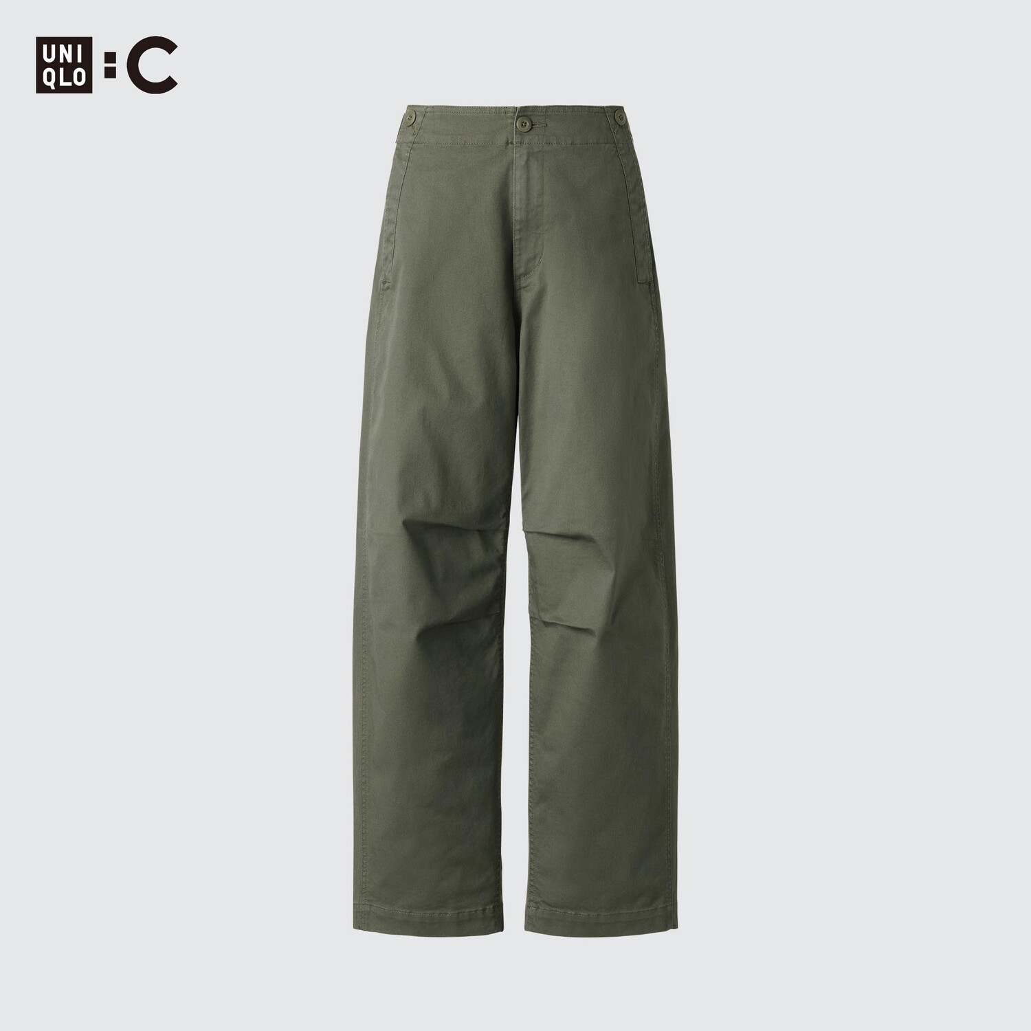 

Брюки UNIQLO хлопковые, широкие оливковый, Зеленый