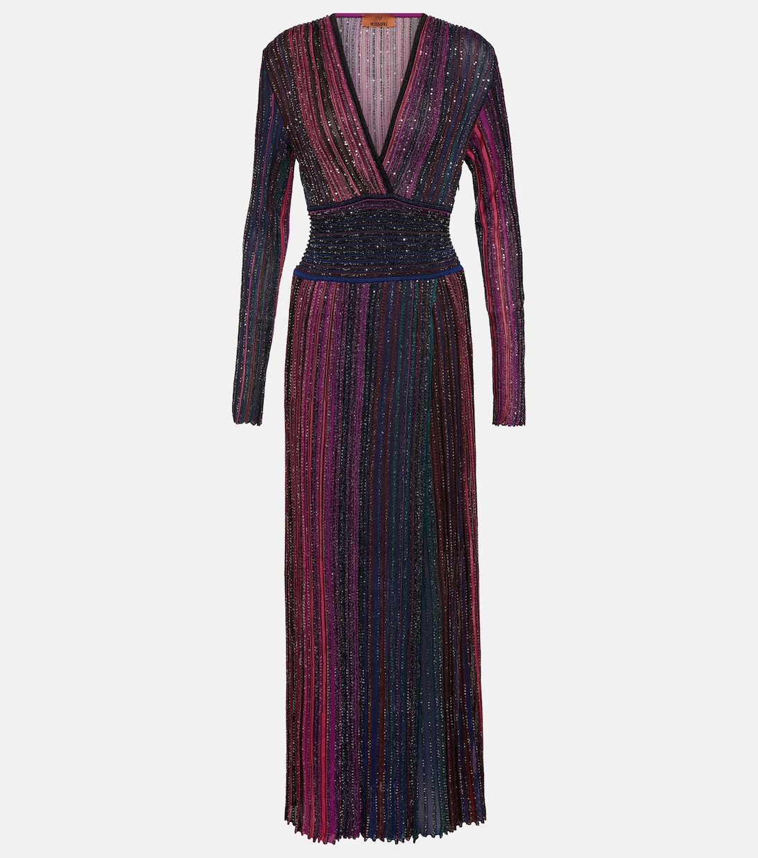 Платье макси из ткани ламе с пайетками MISSONI, разноцветный