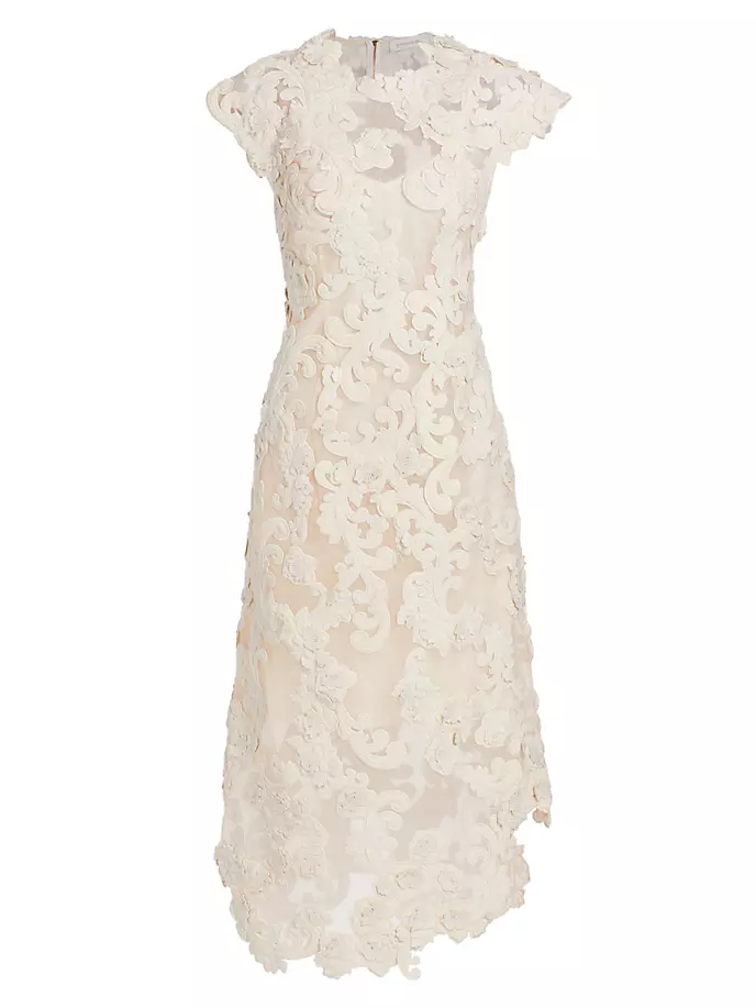 

Платье миди с бархатной аппликацией и вышивкой Sensory Motif Zimmermann, цвет macadamia