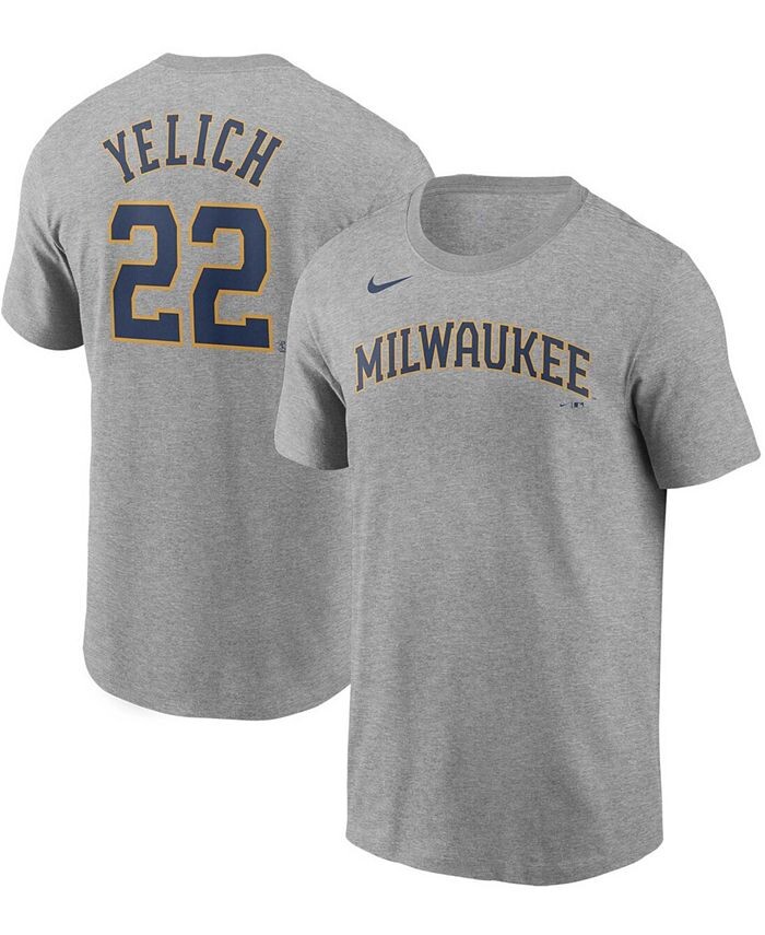 

Мужская футболка Christian Yelich Grey Milwaukee Brewers с именем и номером Nike, серый