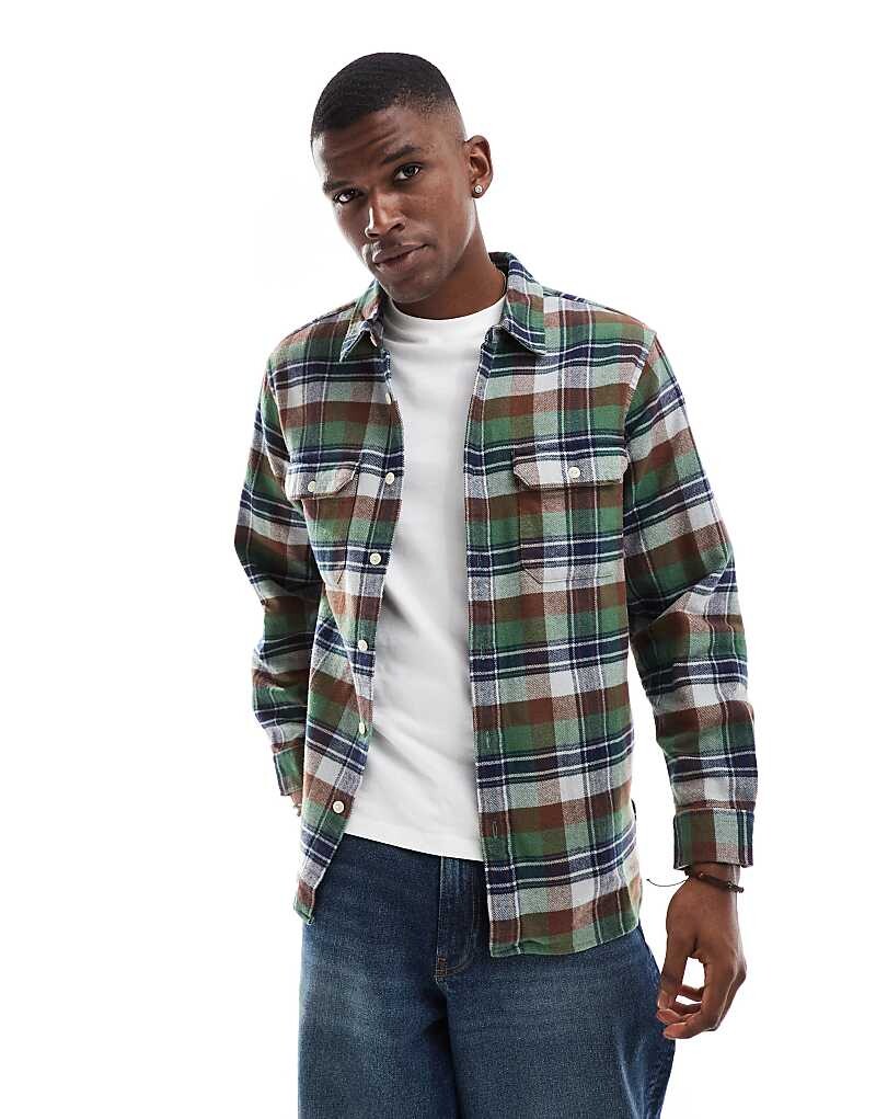

Коричневая фланелевая рабочая рубашка в клетку Levi's Jackson