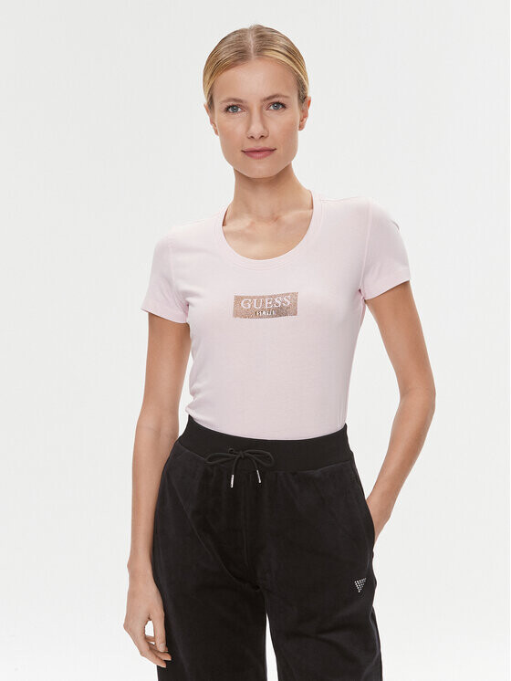 

Футболка узкого кроя Guess, розовый