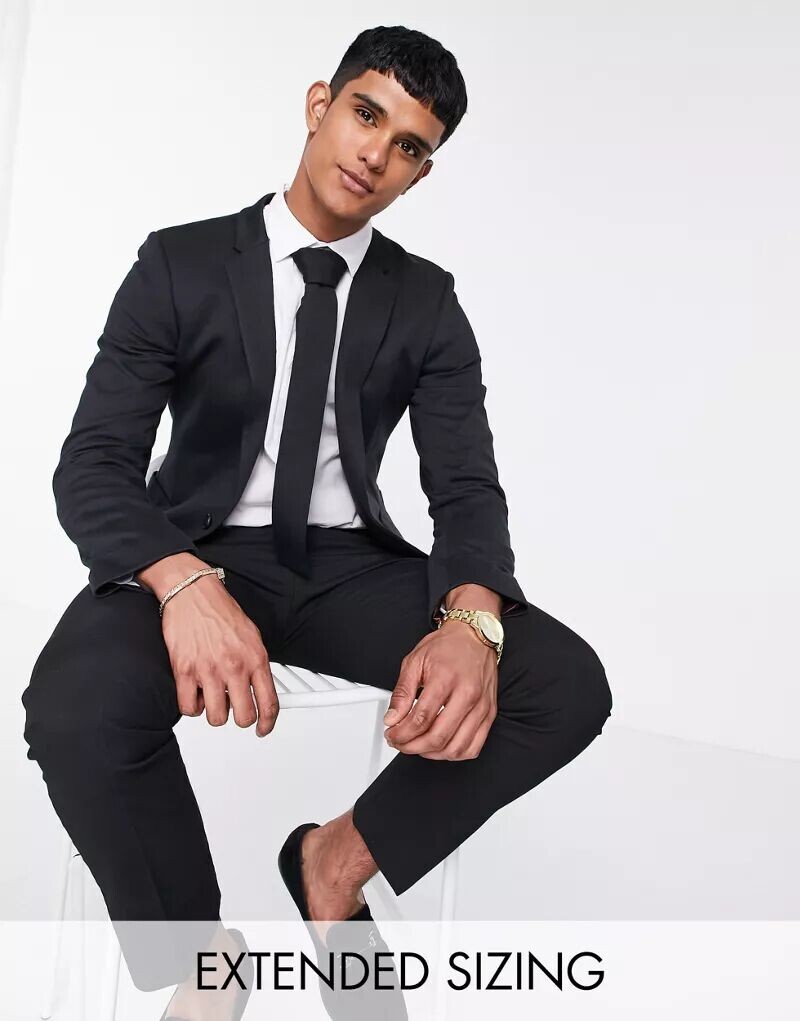 

Черный вязаный пиджак скинни ASOS